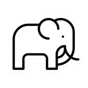 Elephant, Sticker, Black, White
